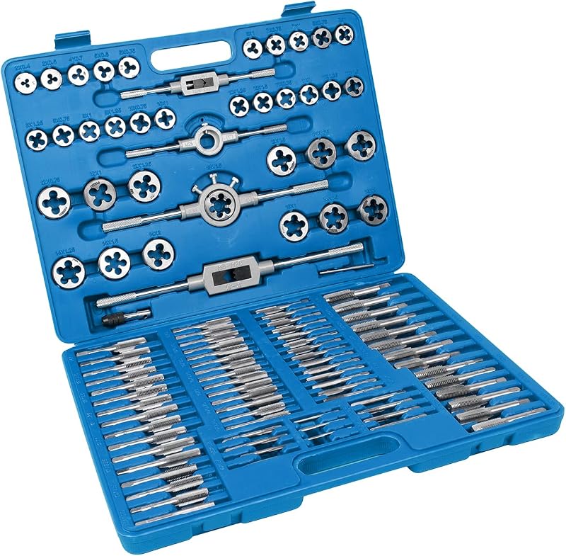 110 PCS Metric Tap and Die Set, M2-M18 Tap and Die Rethreading Kit | Making Screw Threads for Cutting External and Internal Threads with Storage Case