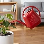 Fasmov 1-Gallon Plastic Watering Can with Comfortable Handle, Garden Watering Cans Long Spout for Indoor Outdoor Watering Plants, Burnt Red