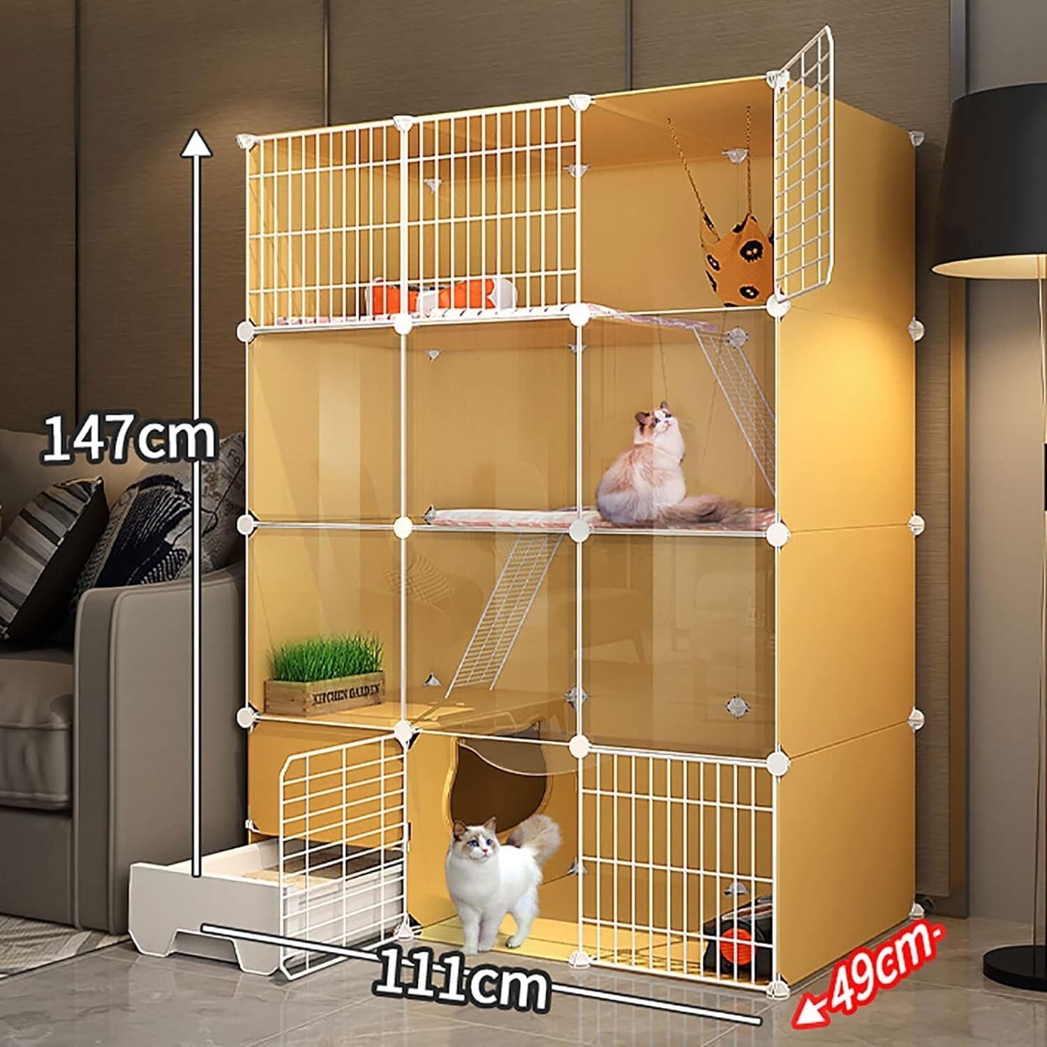 屋内猫ハウス 猫ヴィラ無垢材猫ケージキャッテリー猫ハウス家庭用二階