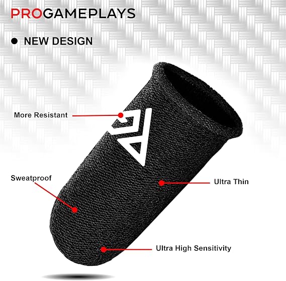 Finger Sleeves for Gaming, Pubg Cod Mobile Phone, Breathable, Anti Sweat, Anti Dryness, Gaming Phone Compatible, Ultra Sensitive Finger Gloves (Red Edge)
