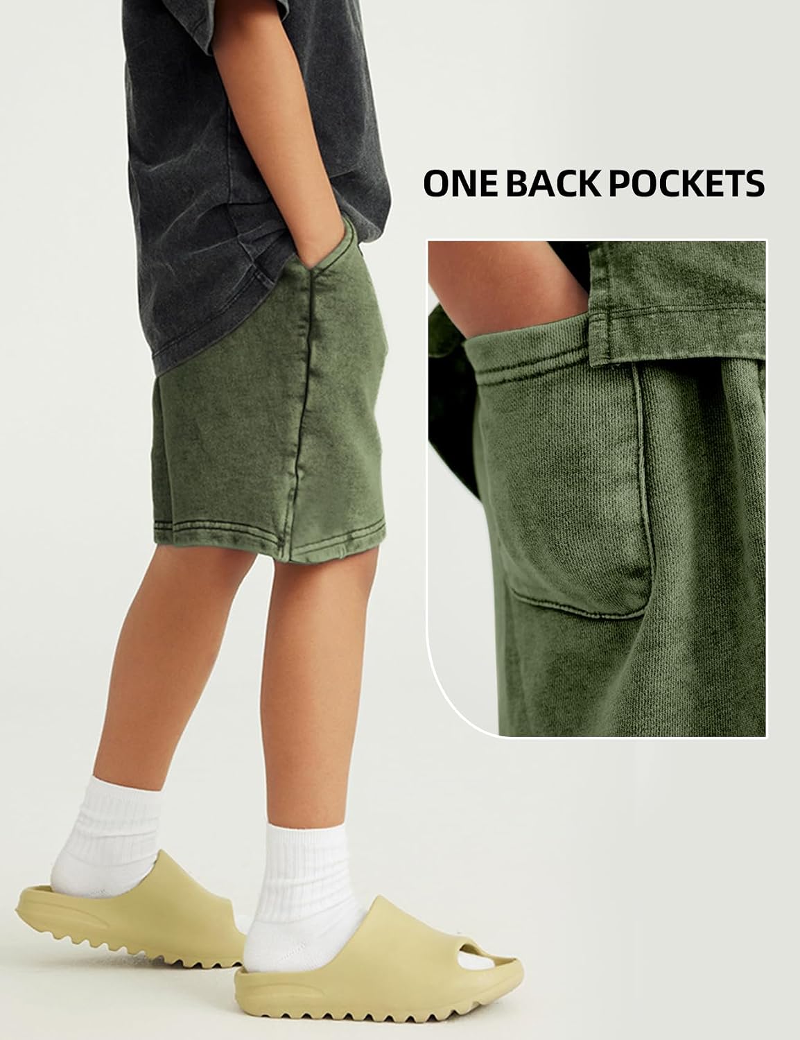 Arssm 2 Pack Boys Shorts Cotton Acid Washed Athletic Shorts Kids Summer Active Shorts with Pockets