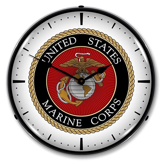 United States Marine Corps LED Wall Clock, Retro/Vintage, Lighted, 14 inch product image