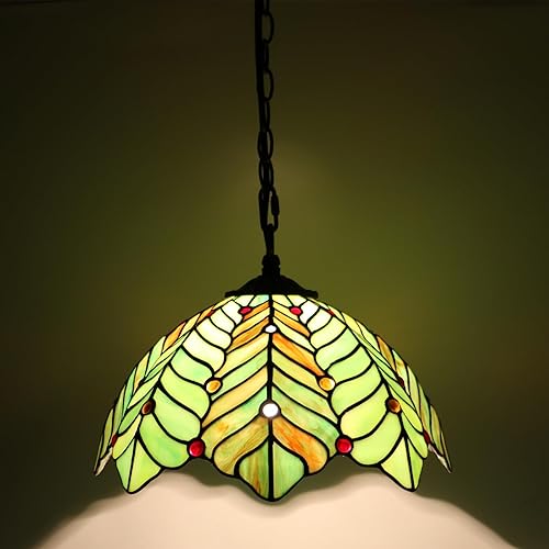 Miniatura 5 de Lámpara colgante de vitral enchufable, lámpara colgante de vitrales de 12 pulgadas, cadena de 39 pulgadas, cable de 15 pies para sala de estar,