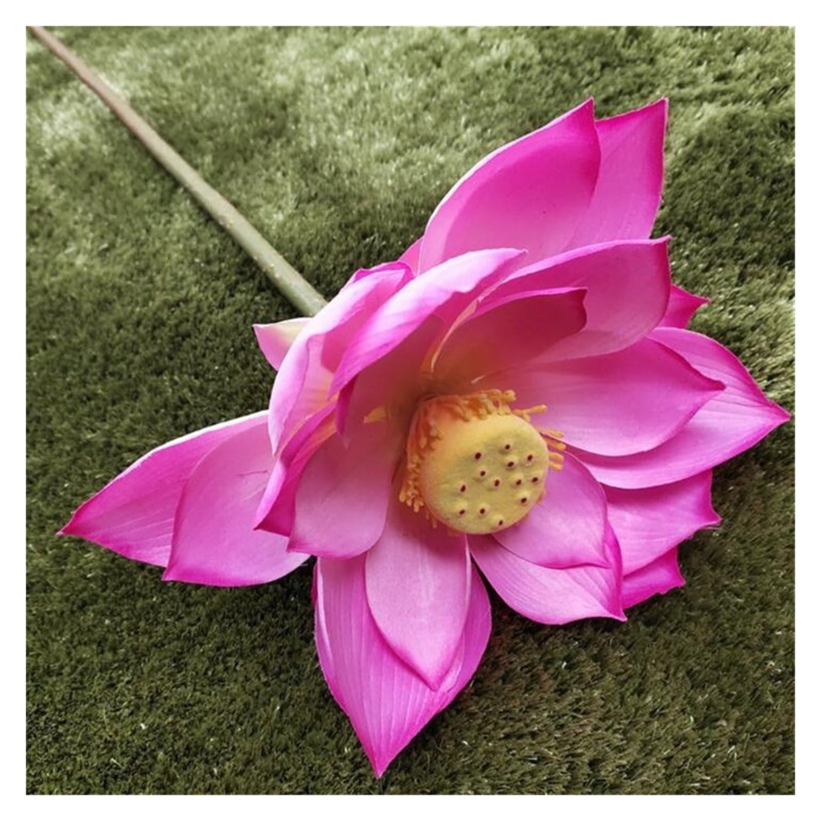 Artificial Lotus Flower, 4PC Artificial Stem Lotus Flower Bud Leaf Fruit(Rose Red)