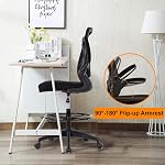 BestOffice Drafting Chair Tall Office Chair Adjustable Height with Lumbar Support Flip Up Arms Footrest Mid Back Task Mesh Desk Chair Computer Chair Drafting Stool for Standing Desk (Black)