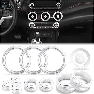 Polodunn for Nissan Sentra Accessories 2020-2025, 12pcs Trim Set - Air Conditioning, Volume Tune Knob Covers, Air Vent Outlet Covers/Rings, Push Start Button Cover/Ring (Silver)