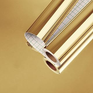 Gold Mirror Wallpaper Mirror Sticker for Wall Wallpaper Glossy Wall Sticker Mirror Metallic Contact Paper Vinyl 15.75"x78" Reflective Non Glass Paper for Refrigerators Cabinets Crafts Countertop