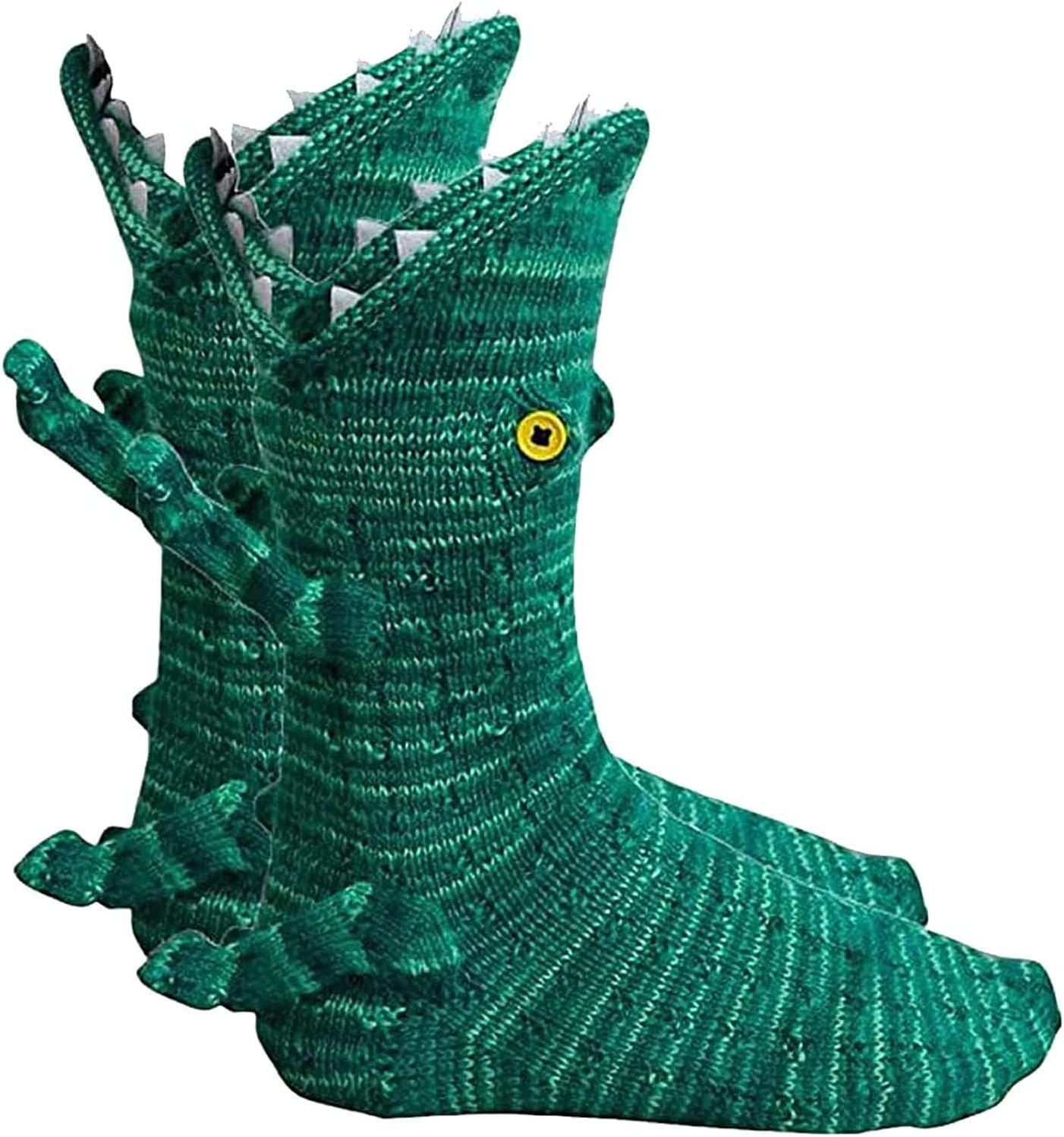 Funny Crocodile Knit Socks - Winter Warm Animal Novelty Socks For Men & Women (One Size)