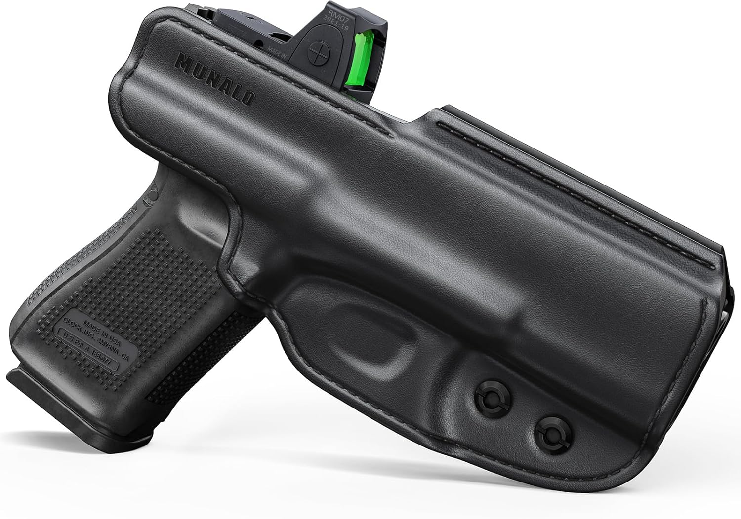 MUNALO Hybrid Holster Concealed Carry Compatible with Glock 19 (G19 Gen 3/4/5), 19X, 44, 45, 23, 32 - IWB Holster with Concealment Claw Ideal for Appendix Inside Waistband