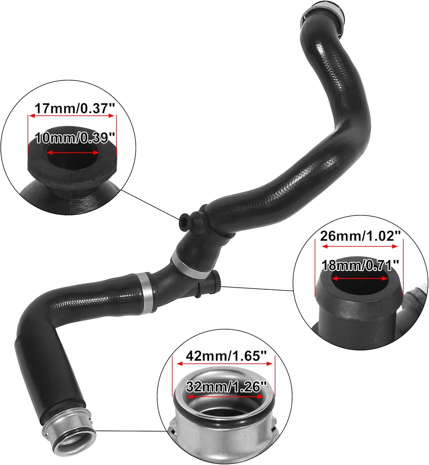 X AUTOHAUX Lower Radiator Coolant Hose 2035015582 Rubber Replacement for Mercedes-Benz C230 2003 2004 2005