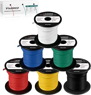 VIABRICO 14 AWG Wire 600FT Kit - 6 Colors CCA Hookup Wire for Automotive, DIY, Battery, Low Voltage Projects - Flexible & Durable