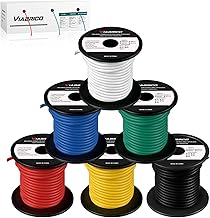 VIABRICO Fil électrique de calibre 14 de 152,4 m, 14 AWG automatique de 30,5 m par bobine, 6 couleurs de fil électrique basse tension en aluminium plaqué cuivre calibre 14, kit de fils de raccordement