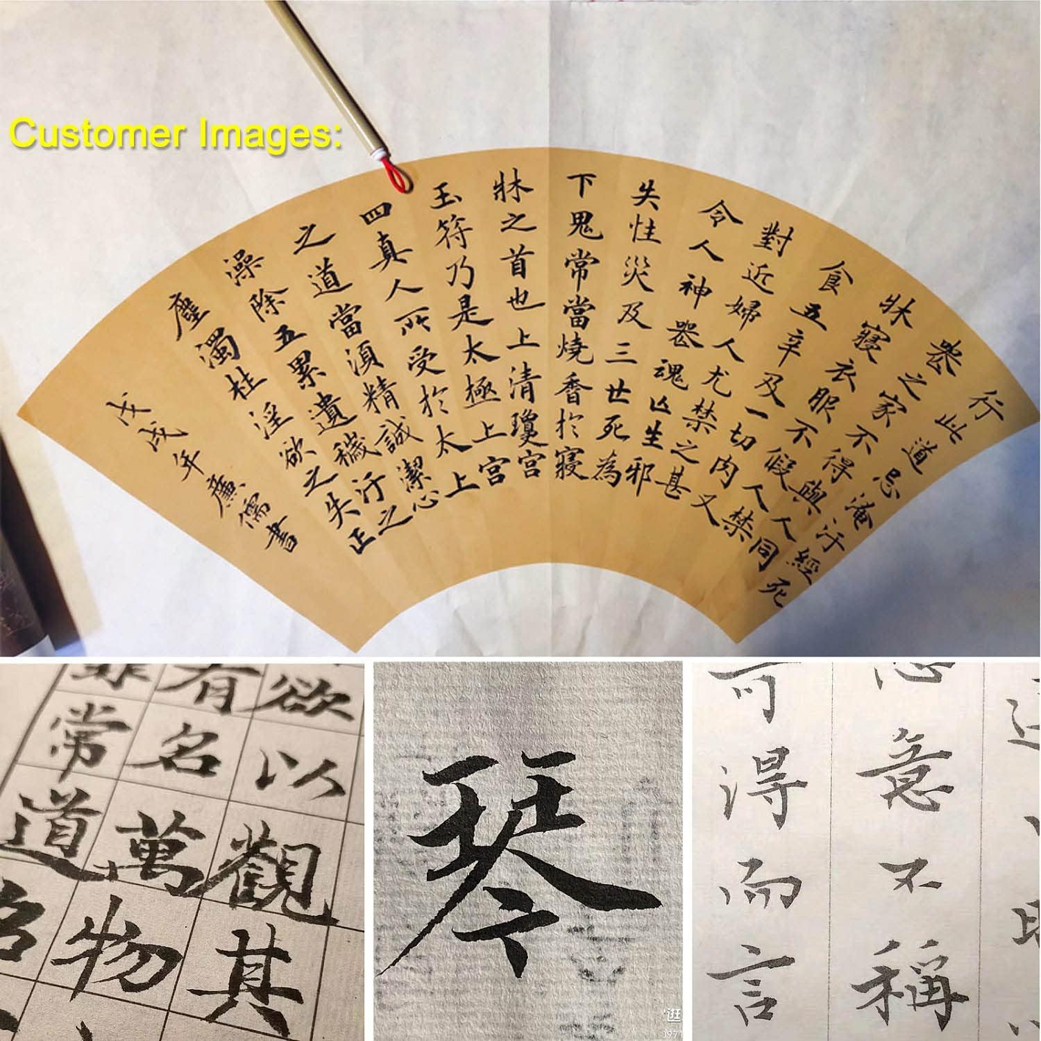 QingSu Small Regular Script Chinese Brush, Lang Jian Hao Xiao kai Chinese Calligraphy Brush, Weasel hair brush for Chinese Xiaokai or Kanji, Small and Large 2pcs Set (QingSu S L 2/Pk)