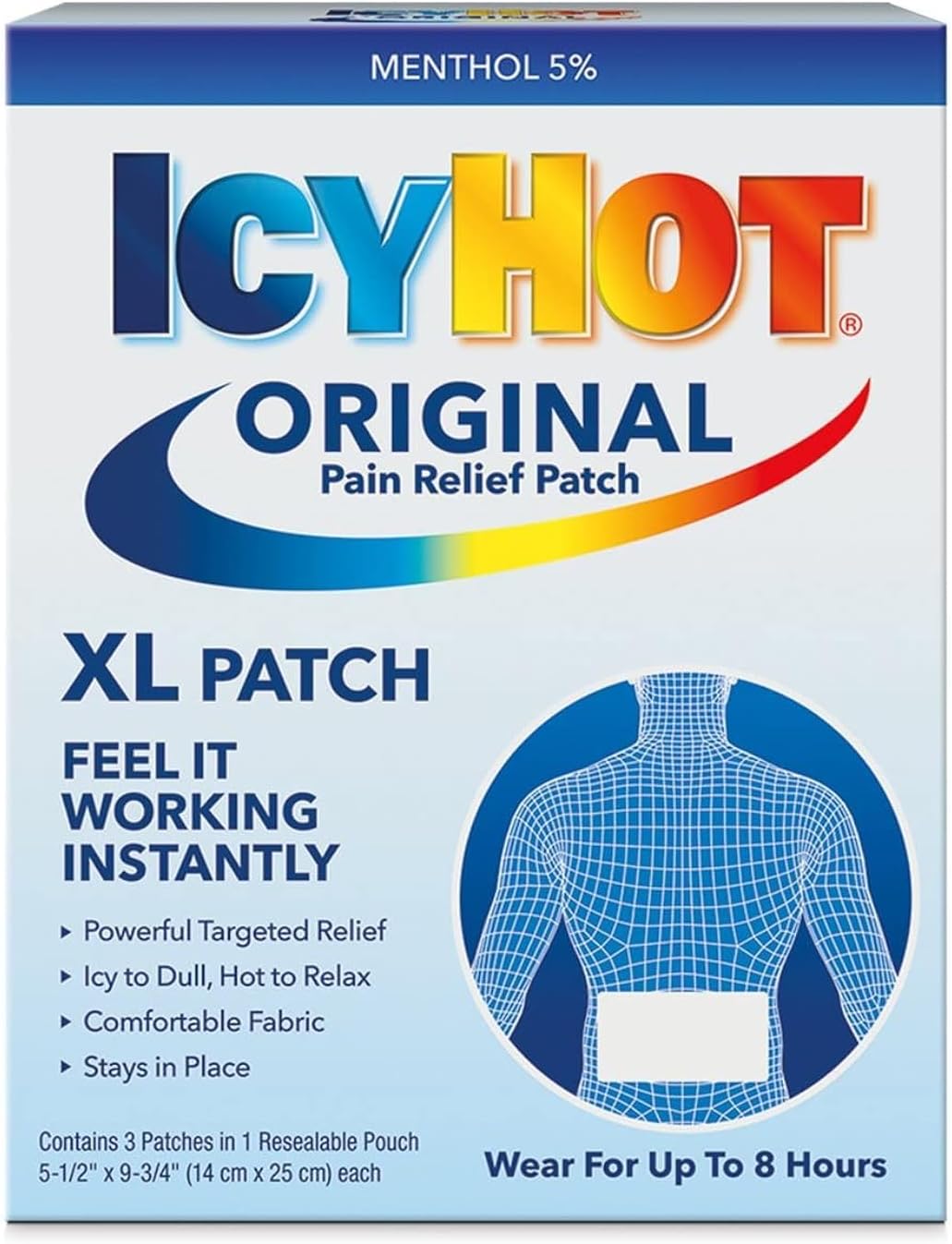 Special pack of 5 ICY HOT BACK PATCH XL 3 per pack