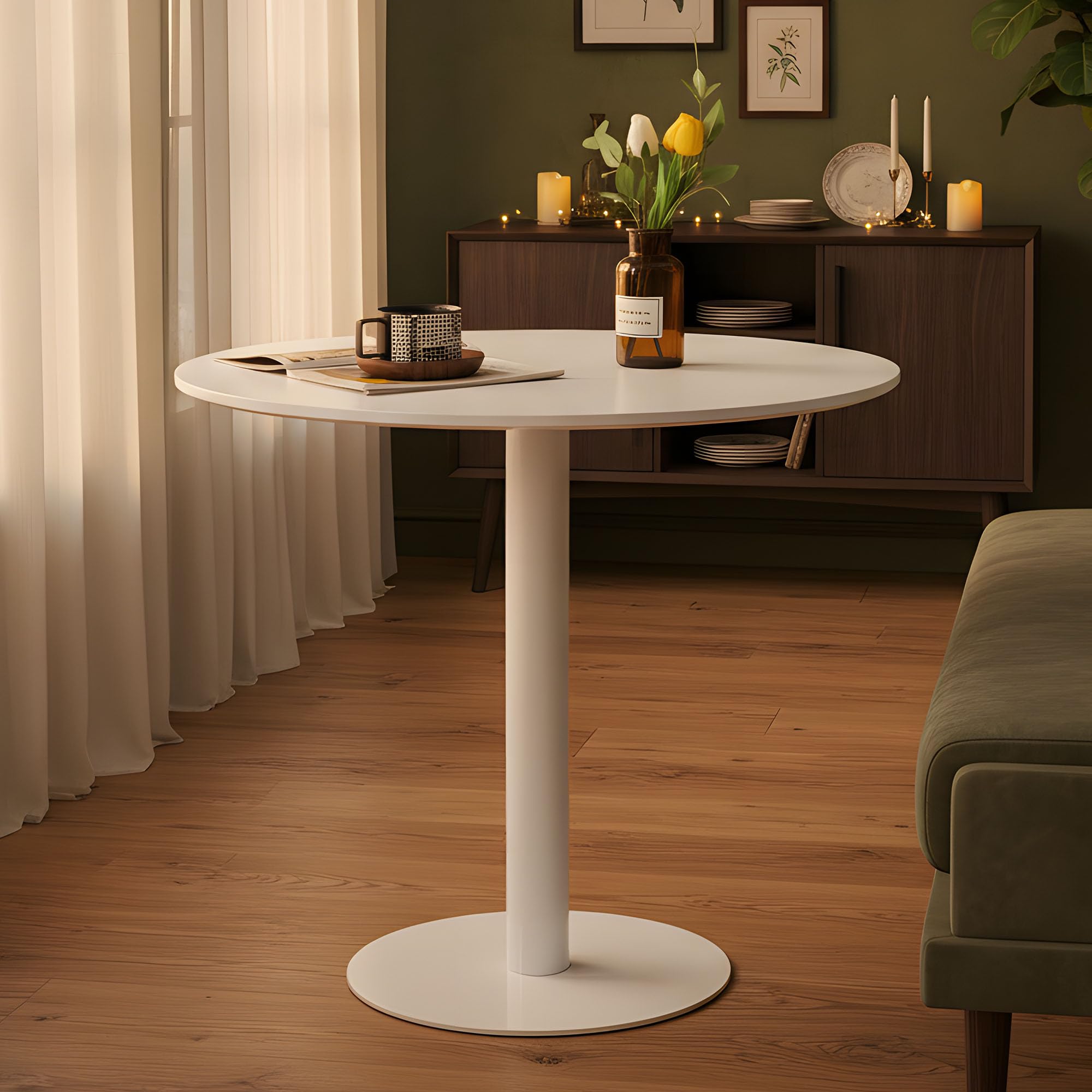 buybyroom Tavolo da Pranzo Rotondo Piccolo, Tavolo da Cucina, Tavolo da Bar, Tavolo Rotondo, 80 cm, Bianco