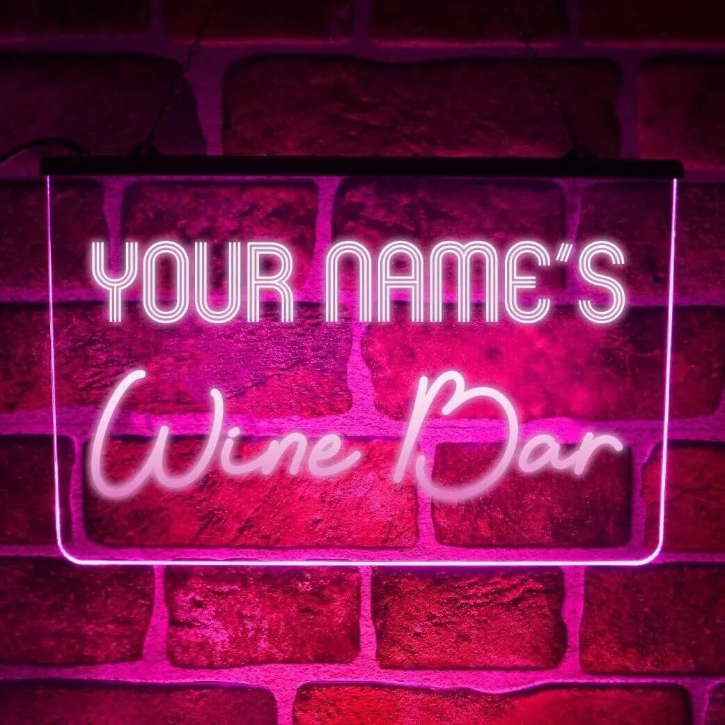 Personalised Wine Home Bar LED Neon Sign – Custom Light Up Wall Plaque - Kitchen, Party Decor – Unique Gift (USB powered) (Multi-colour)
