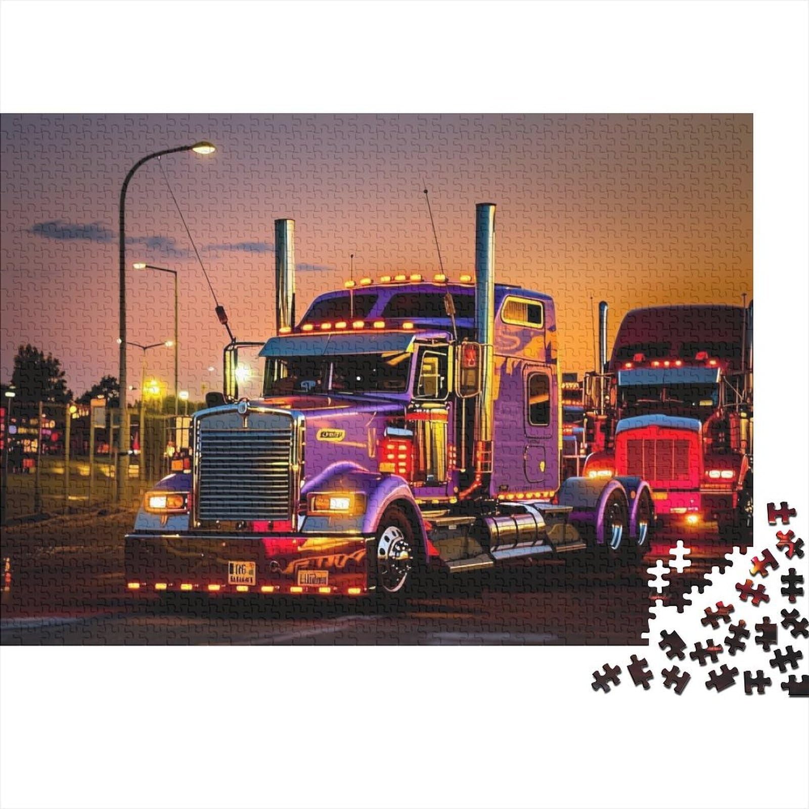 American Truck 1000 Piece Jigsaw Puzzle Recycled Paper Dusk Puzzles for Elderly Fun And Challenging Family Game Perfect for Holiday Blessings 52x38cm/1000pcs