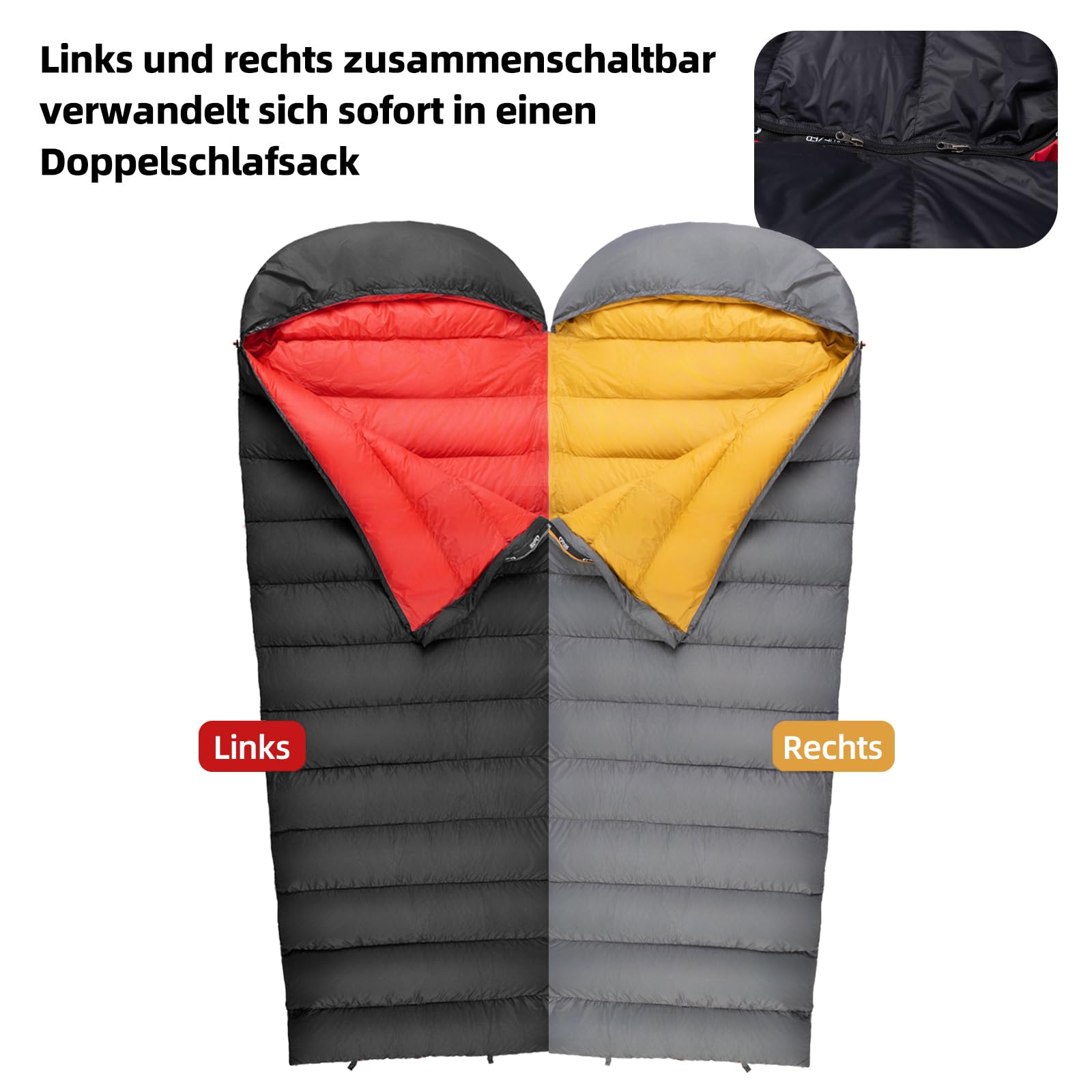 daunenschlafsack verfügt über EIN Graphenfutter und eine 620FP Füllkraft von Entendaunen, 4-Jahreszeiten-Schlafsack, Ultraleicht, geeignet zum Wandern, Campen und Bergsteigen