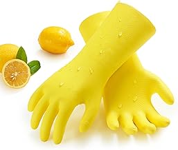 Vgo... Long Cleaning Gloves with Reusable Lining, Fragrant Toilet, for Home Bathroom Kitchen Washing Car Dishwasher, Resistant Against Cold & Heat Water (TP1117, Yellow, XS, 1 Pair)
