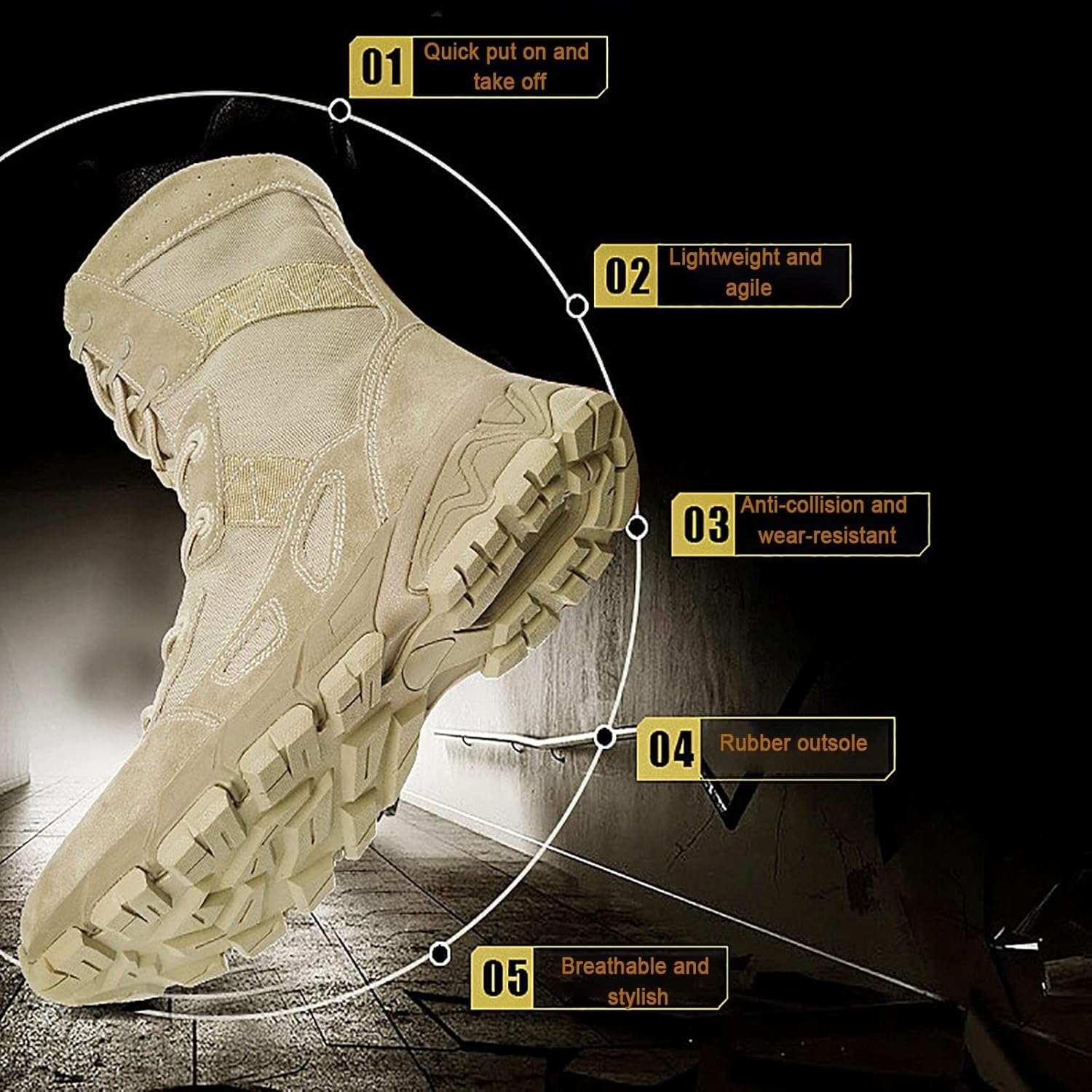 CLSQLXYJZC Waterproof Suede Leather Military and Tactical Boots, Outdoor Lace-up Sports Non-slip Absorption Boots, Durable Lightweight Cushioning Breathable Hiking Shoes