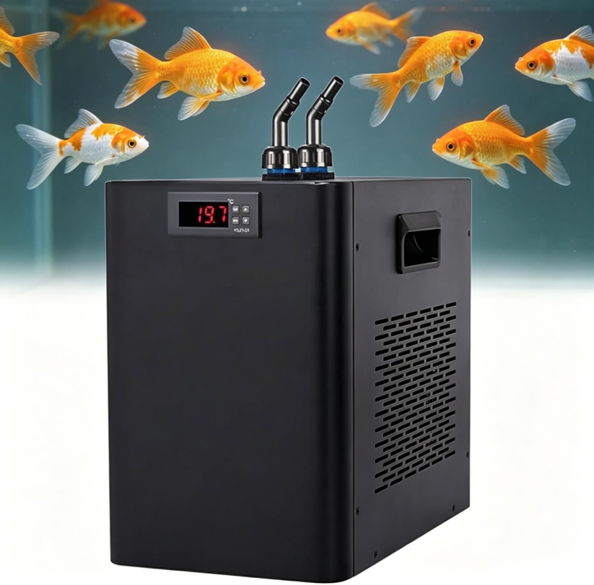 Enfriador de Acuario, Enfriador de Agua de enfriamiento rápido para pecera, Ajustable 5-40 ℃ (41-104 ℉), para Tanques de Agua Dulce/Salada, corales y camarones(100L(26gal))