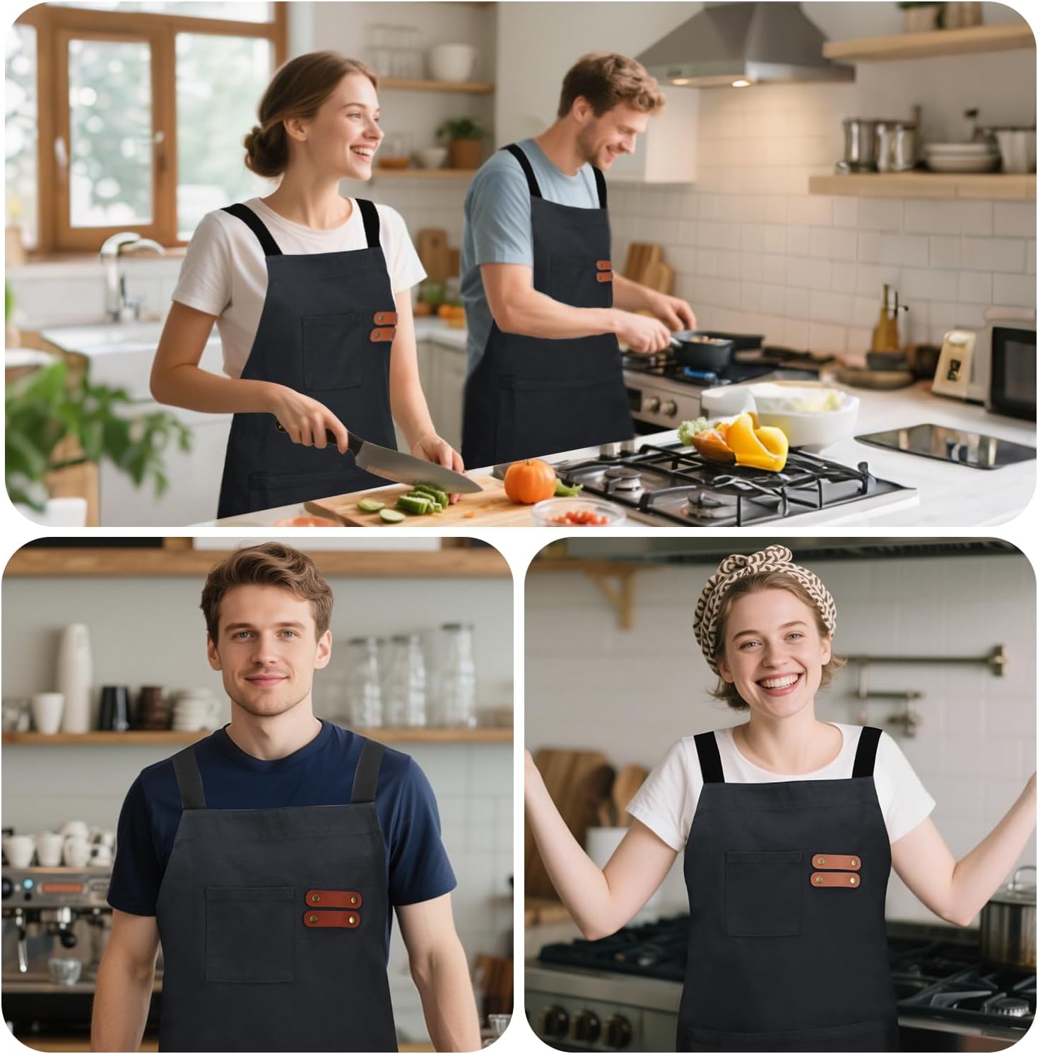 chef apron for men with Pockets - Cotton Canvas Cross Back Chefs cooking Aprons,for kitchen,restaurant,grilling