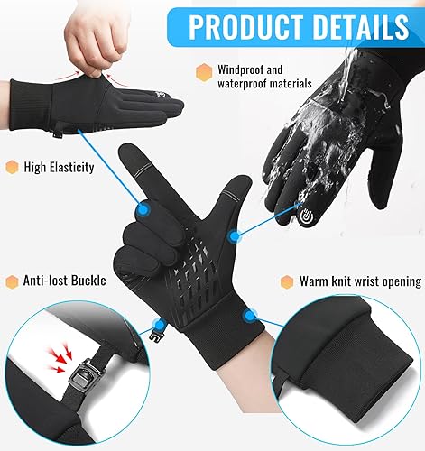 Miniatura 3 de Guantes de invierno para hombres y mujeres, guantes de correr ligeros y cálidos para pantalla táctil, guantes térmicos de punto