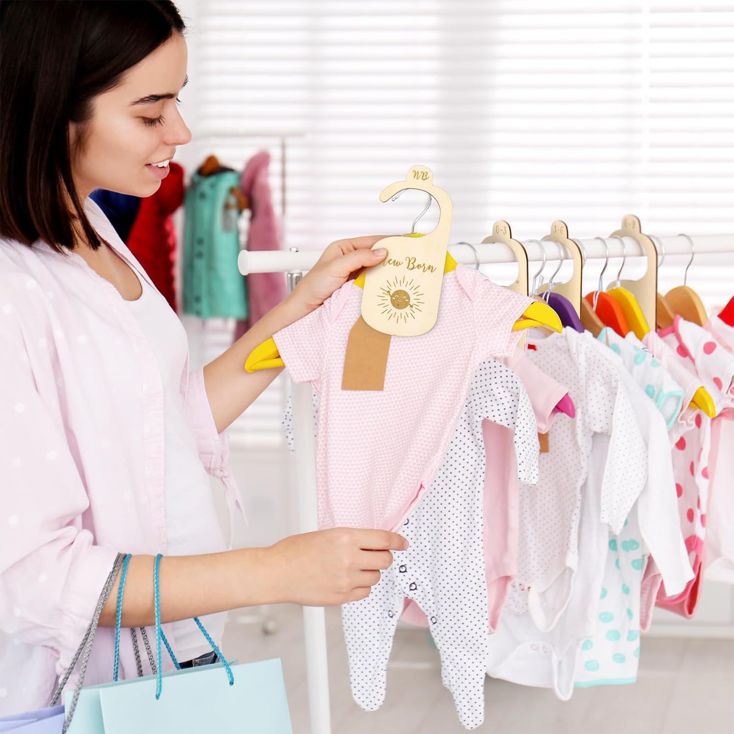 XNBTFK 7Pcs Baby Wardrobe Dividers,Baby Clothes Dividers,Wood Double-Sided Organizer From Newborn To 24 Months,Wardrobe Dividers,Wardrobe Dividers For Baby Clothes,Baby Clothes Organiser - Image 4