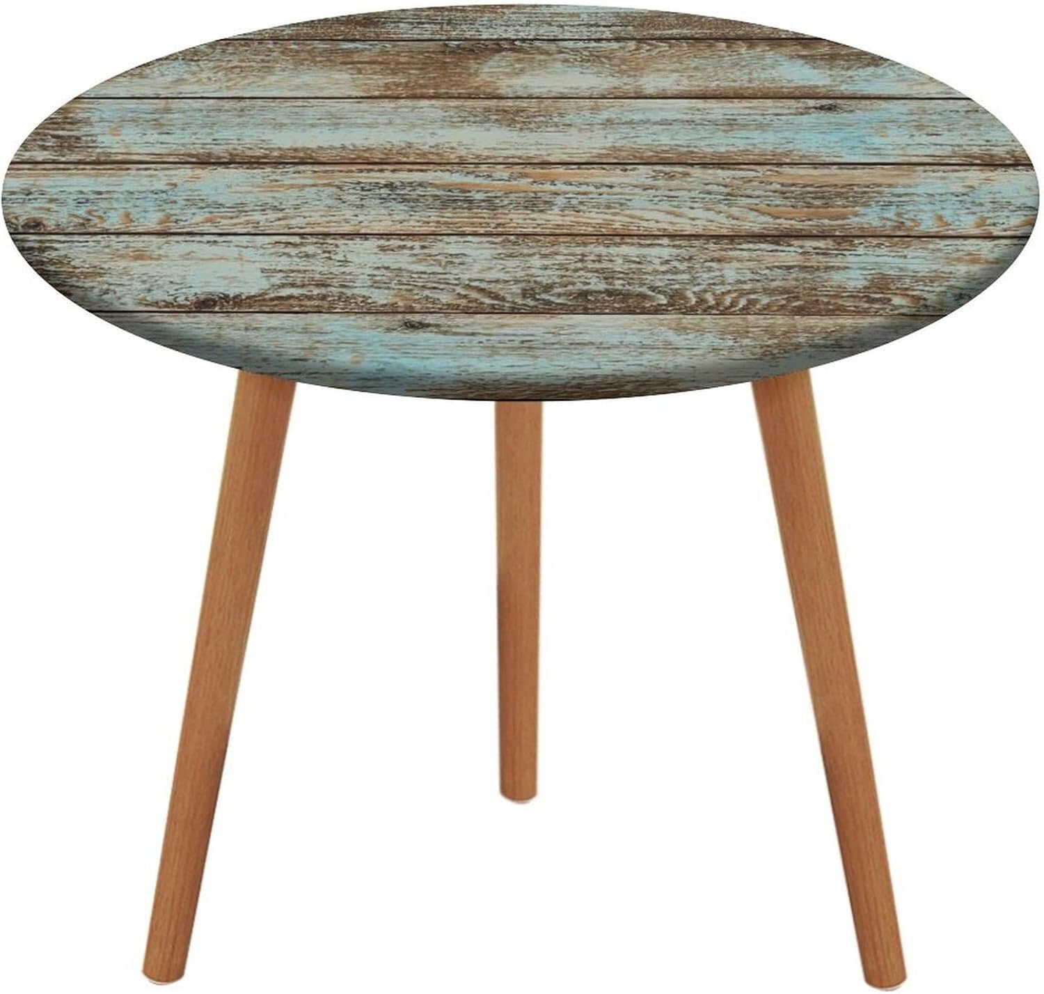 Nappe ronde élastique anti-plis en élasthanne bleu 52" pour repas et table de jardin