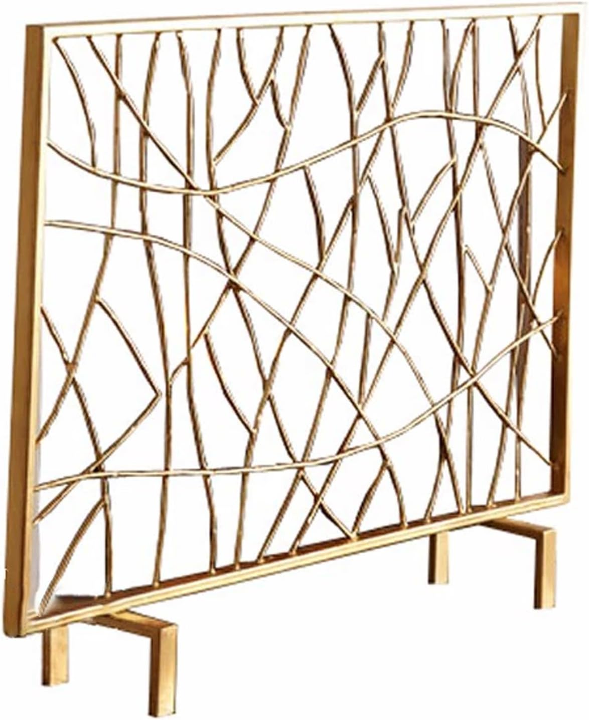 JKGHK Single Panel Iron Fireplace Screen, Freestanding Fireplaces Spark Protection Flat, Fire Spark Guard Gate with Metal Decorative Mesh for Outdoor or Indoor Use