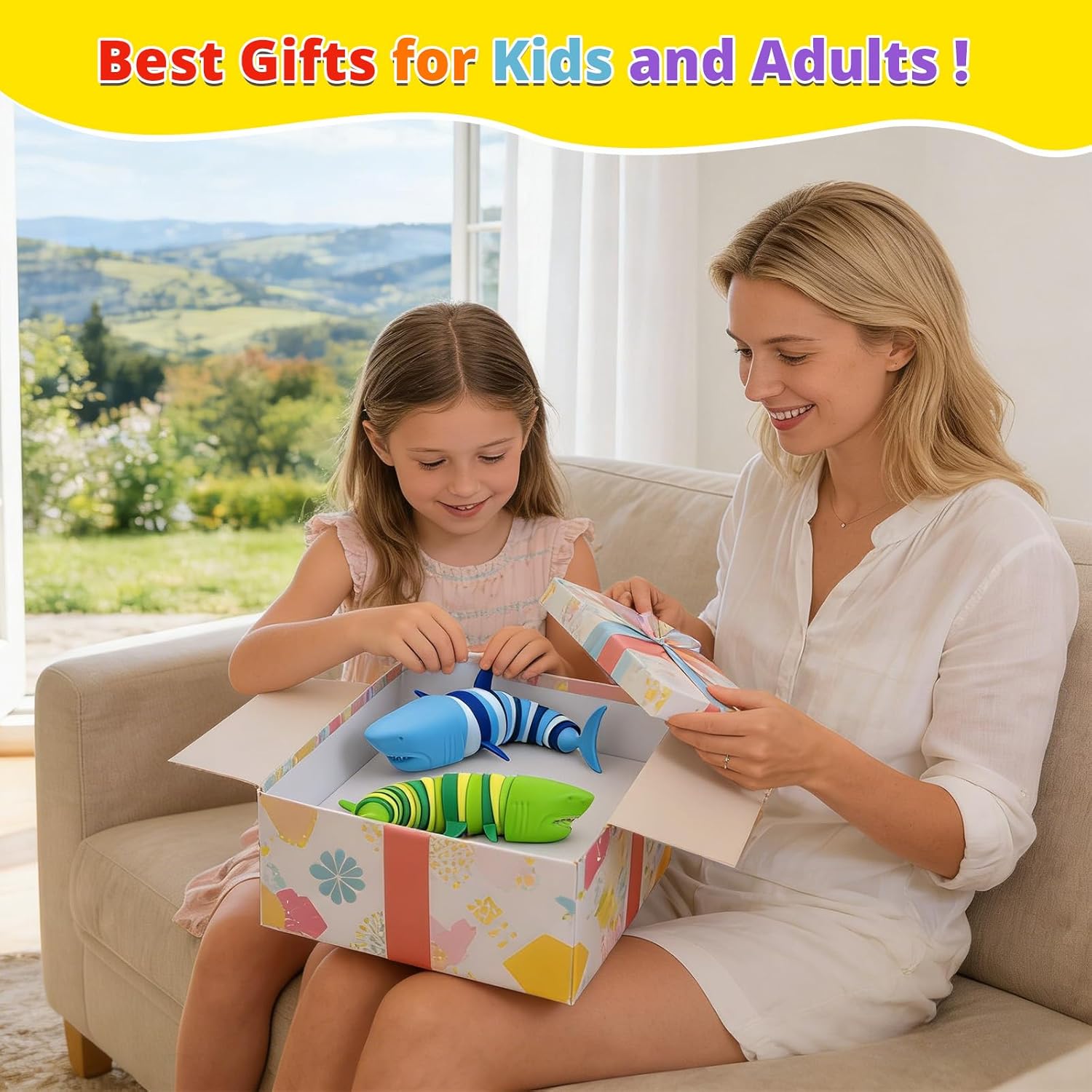 Fidget Slug Toys, Sensory Slug Fidget Toy for Kids and Adults, 2Pcs Rainbow Worm Stress Relief Toy, Child-Friendly, Anti-Anxiety Autism Sensory Toy, Essential Travel Toys for Toddlers