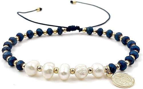 Miniatura 6 de Stylish Women's Jewelry with St. Benedict Medal Adjustable Handmade Bracelet Set of Two (Blue)