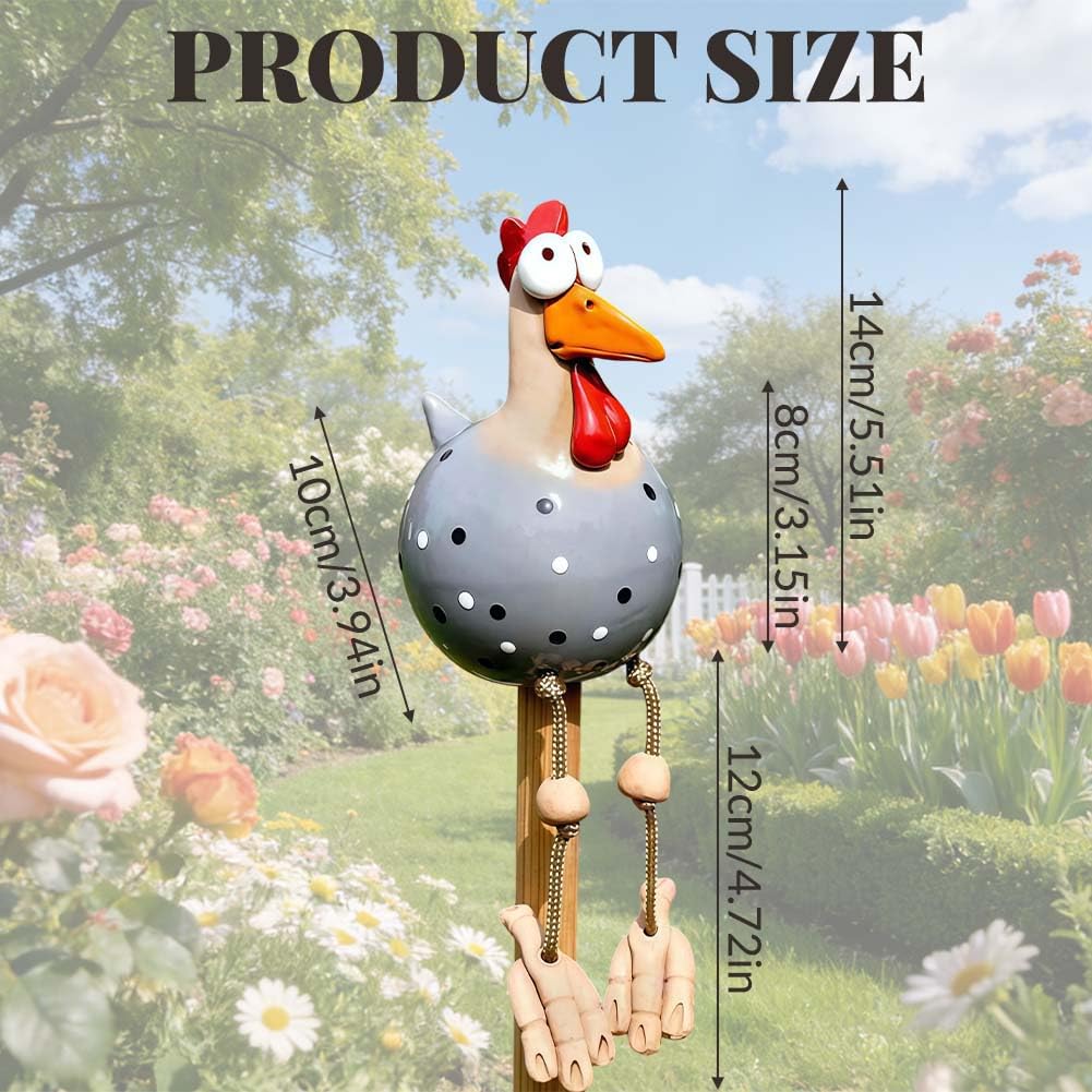 SKIPTHYBER Keramik Huhn Gartendeko, Handarbeit Gartenstatue Dekorative Henne Gartenstecker, Gartendeko Keramik Hühner Gartenfigur, Huhn Gartendekoration für Außen Balkon Garten Ostern (Grau) - 2
