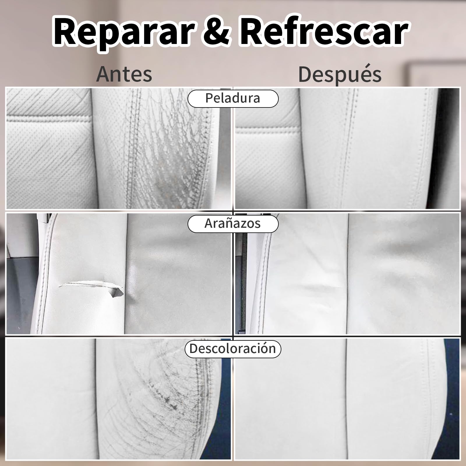 SHADAIWUYU Blanco Reparador Cuero,Cuero Liquido Reparador Pintura para Cuero para Reparar el Desgaste y Las Marcas en Sofás, Muebles de Vinilo, Asientos de Automóvil y Zapatos de Cuero