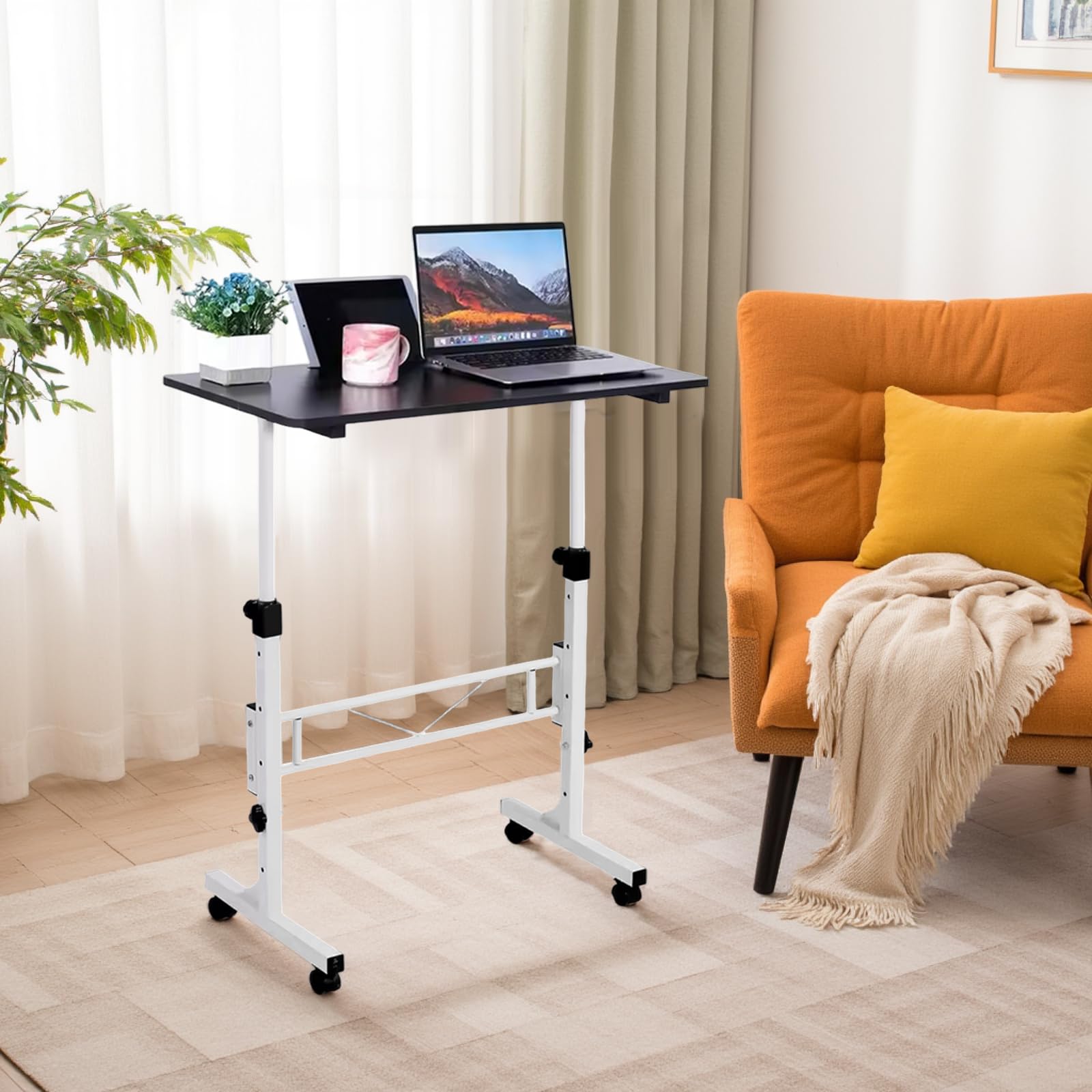 GarveeLife Scrivania regolabile in altezza con ruote, tavolo per computer, scrivania per camminare, tapis roulant, tavolo per PC, piccolo per casa e ufficio, 80 x 40 cm