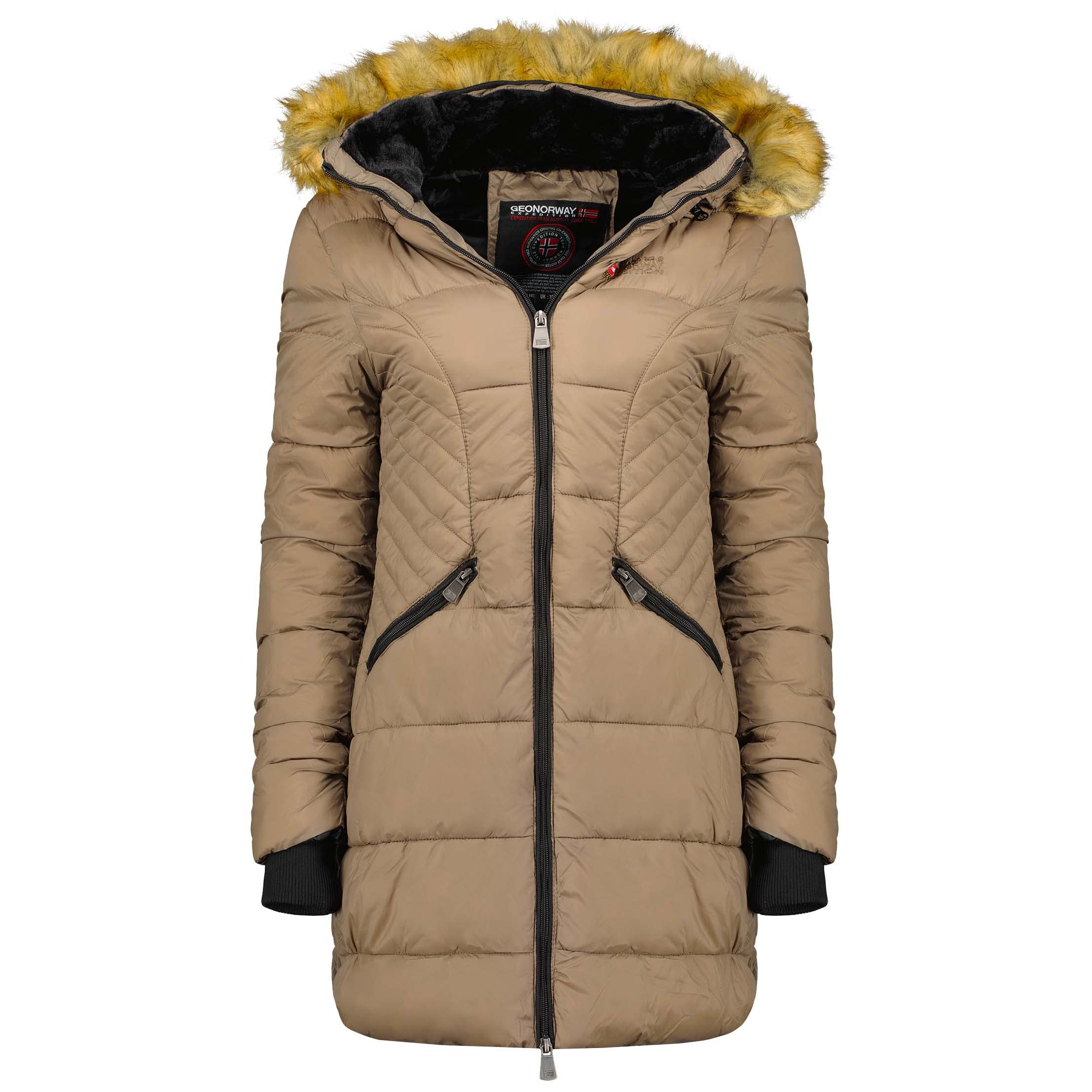 Geographical Norway Abeille Lady - Parka Cálida Para Mujeres En Otoño Invierno - Abrigo Fino Con Capucha De Piel Sintética - Chaqueta A Prueba De Viento - Rego Elegante Ide