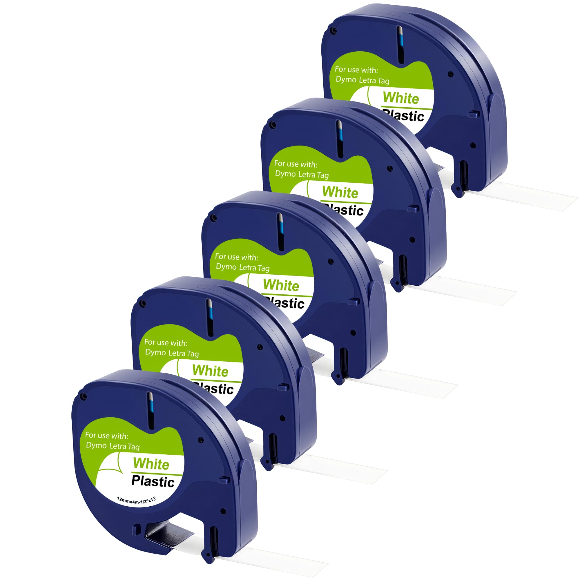 Lot de 5 Rubans Blancs pour Étiqueteuse Dymo LetraTag - Étiquettes Plastiques Rechargeables