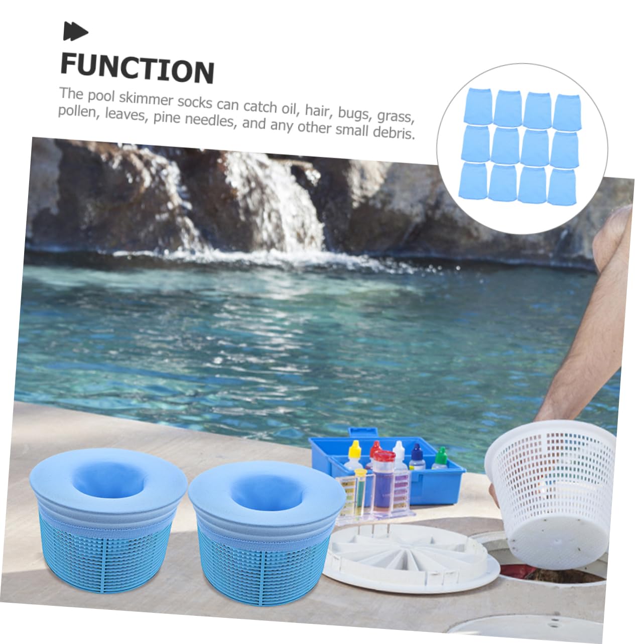 Happyyami 100piezas Calcetines Filtrantes De Piscina para Cestas De Skimmer Limpieza De Bolsas De Filtrado Reutilizables Suelo