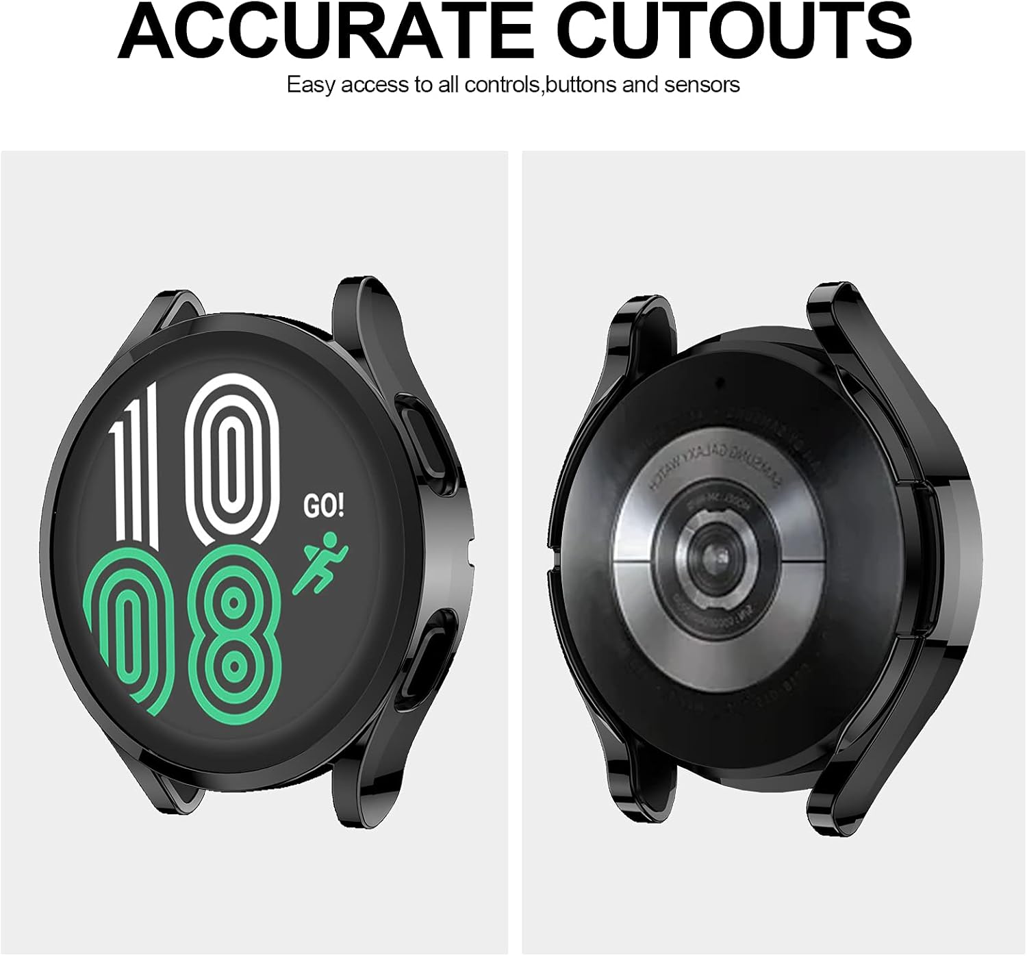 [4 Pack] Samsung Galaxy Watch 4 44mm Screen Protector Case,JZK Soft Slim TPU All Around Protective Shell Anti-Scratch Bumper Cover Case for Samsung Galaxy Watch 4 Accessories,Black+Clear+Silver+Blue