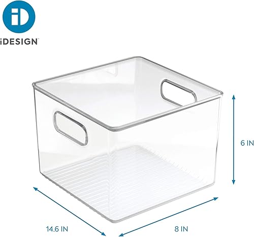 Miniatura 7 de iDesign Linus - Contenedor organizador apilable de plástico sin BPA con asas, 8 x 8 x 6 pulgadas, transparente