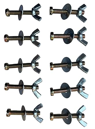 MEC 10Sets M6 Thread 40mm Length Minus Slotted Screw (Heavy Head size 10mm) Bolt with Washer and Wing Nut Butterfly Fasteners Carbon Steel Zinc Plated