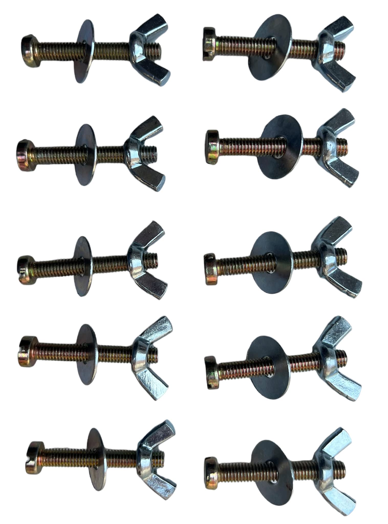 MEC® 10Sets M6 Thread 40mm Length Minus Slotted Screw (Heavy Head size 10mm) Bolt with Washer and Wing Nut Butterfly Fasteners Carbon Steel Zinc Plated-image-23