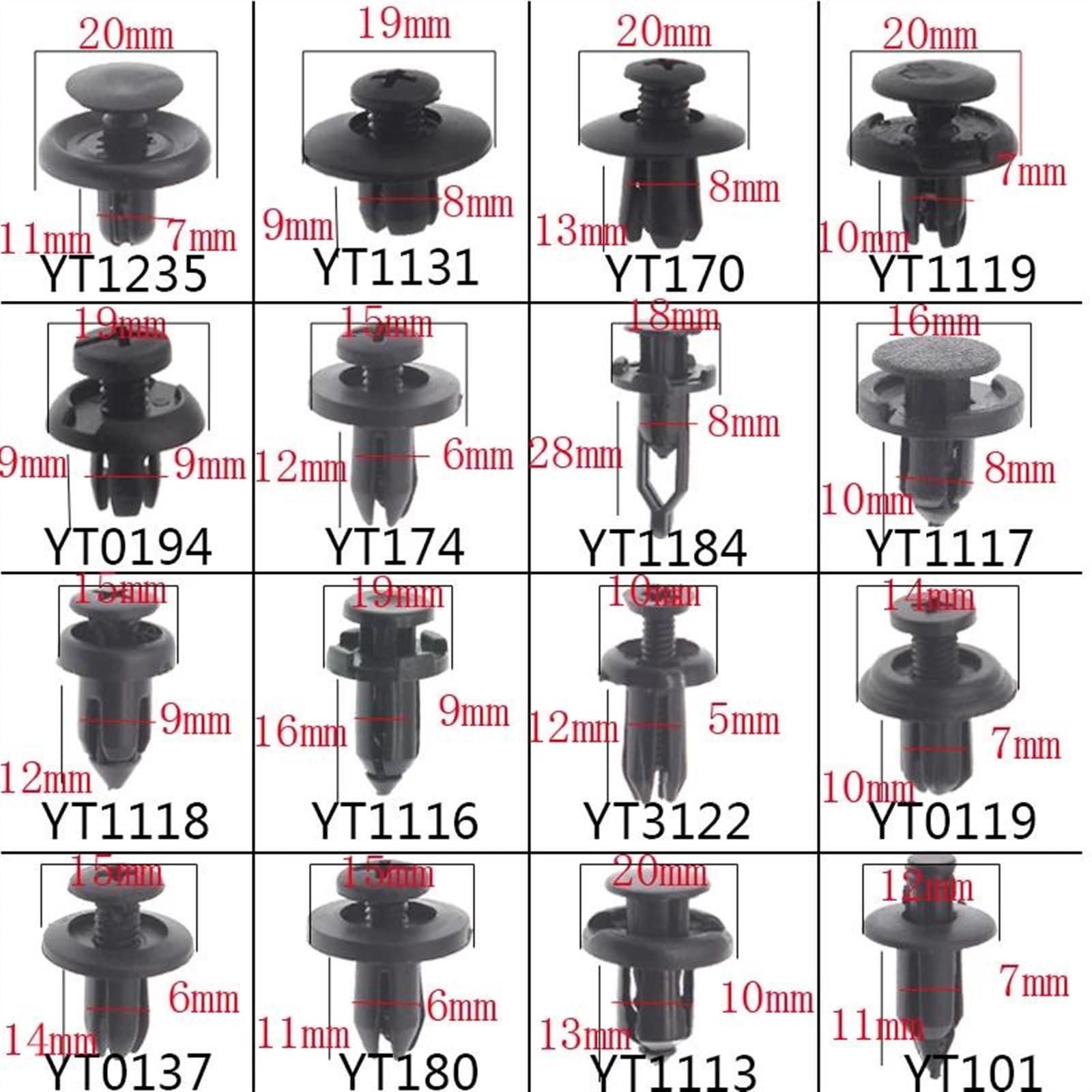 Viti e accessori 16 Tipi Di 630 Pezzi Strumenti Per Auto Elementi Fissaggio Automobilistici Set Clip Per Paraurti Per Parti Riparazione(630pcs)
