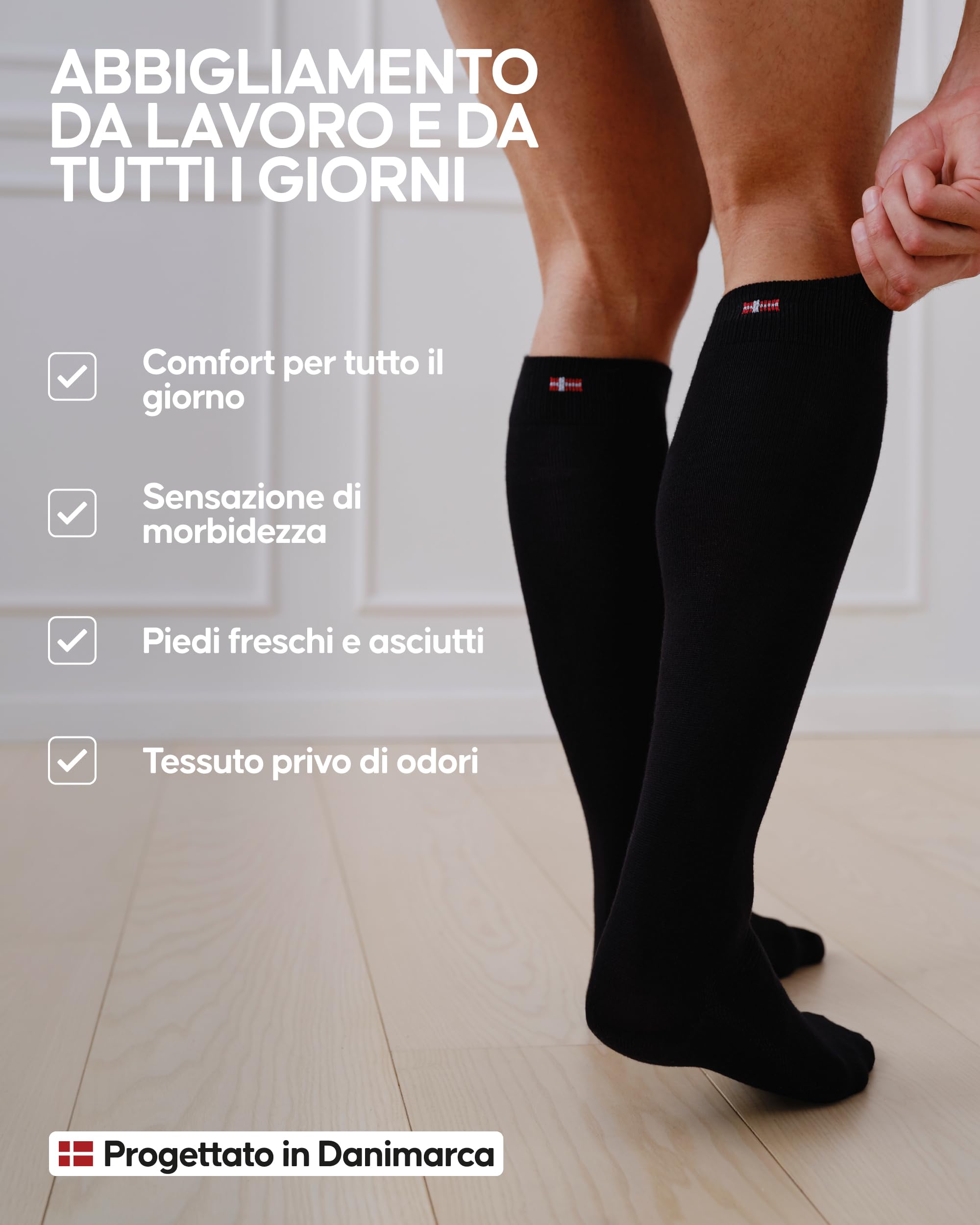 DANISH ENDURANCE Calze Uomo Lunghe in Bambù, Classiche, Calzettoni Uomo Traspiranti e Morbidi, Fibra di Bamboo, 3 o 6 Paia