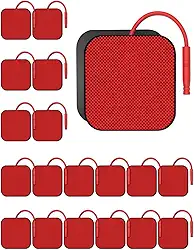 Almofadas De Eletrodos Tens Unit Com Desempenho Autoadesivo Reutilizável, Compatíveis Substituição, Usam Fios 2 Mm, Como Marca 7000/3000, Auvon, Neocarbon, Nicwell Care (Vermelho)