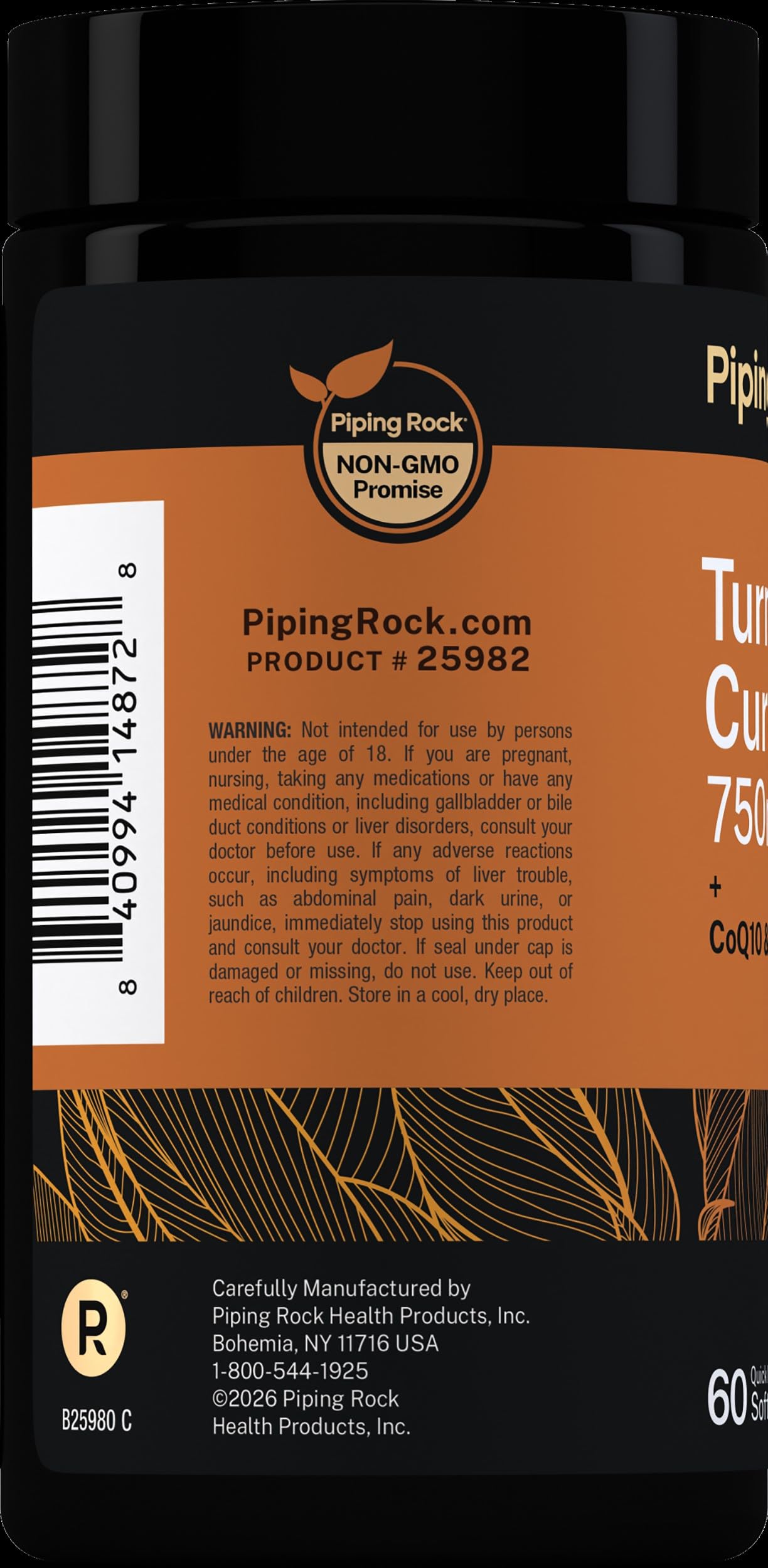 Piping Rock Turmeric Curcumin Supplement | 60 Quick Release Softgels — Amazon image 8