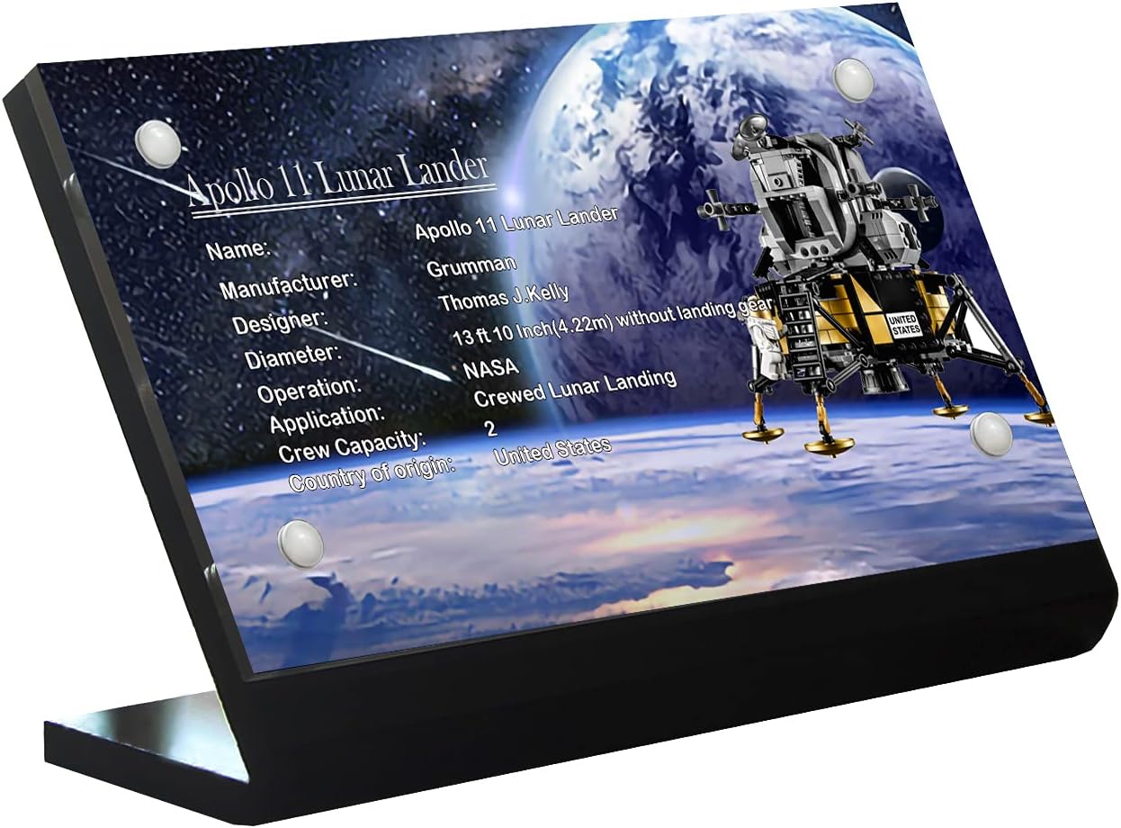 Acrylic Display Plaque for Lego NASA Apollo 11 Lunar Lander 10266(Lego Set is not Included)