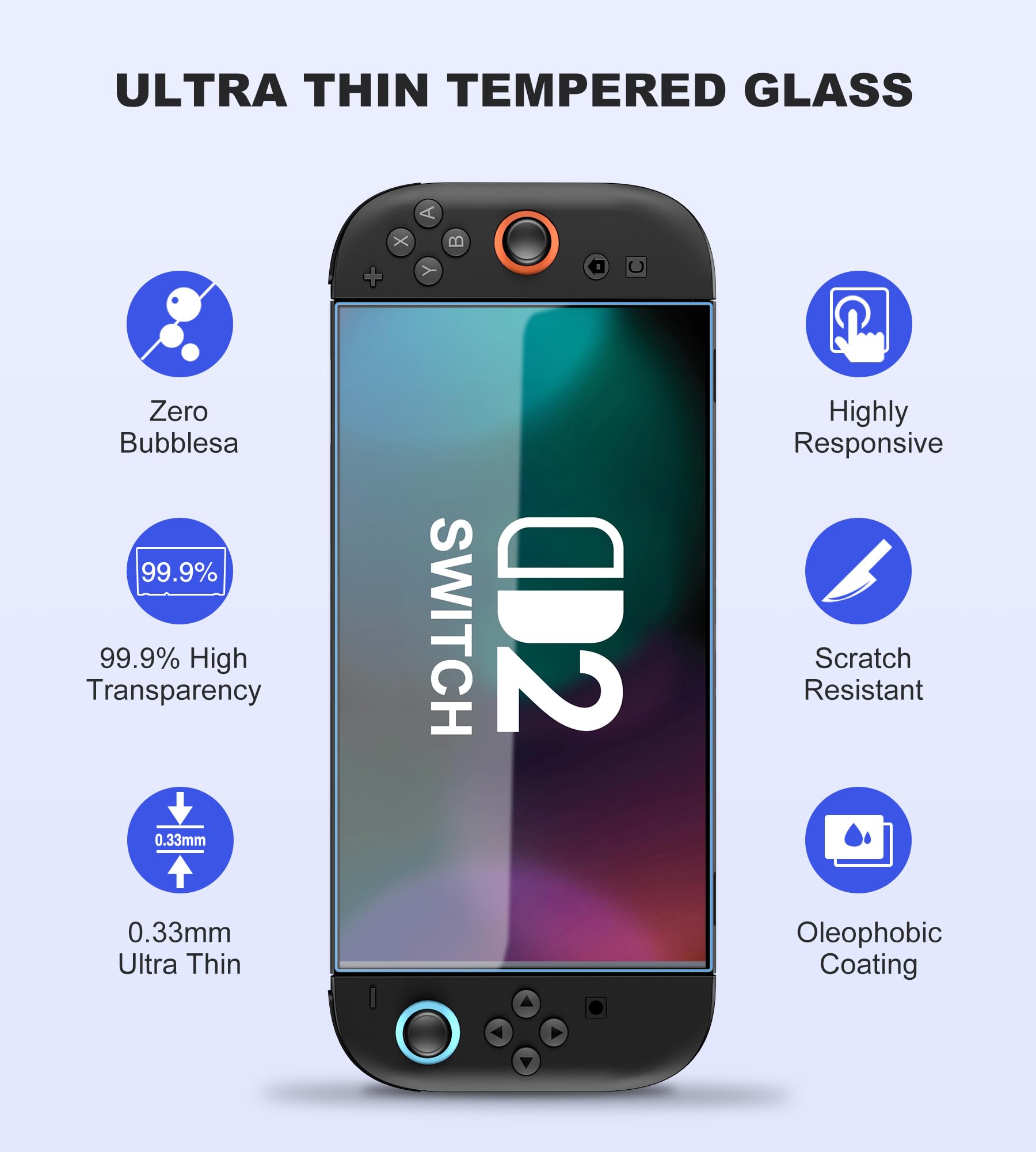 Switch 2 Cristal blindado para Nintendo, Switch 2, protector de pantalla de vidrio templado 9H, 2 unidades con marco de alineación, irrompible y resistente a los arañazos, Switch 2 accesorios, Switch