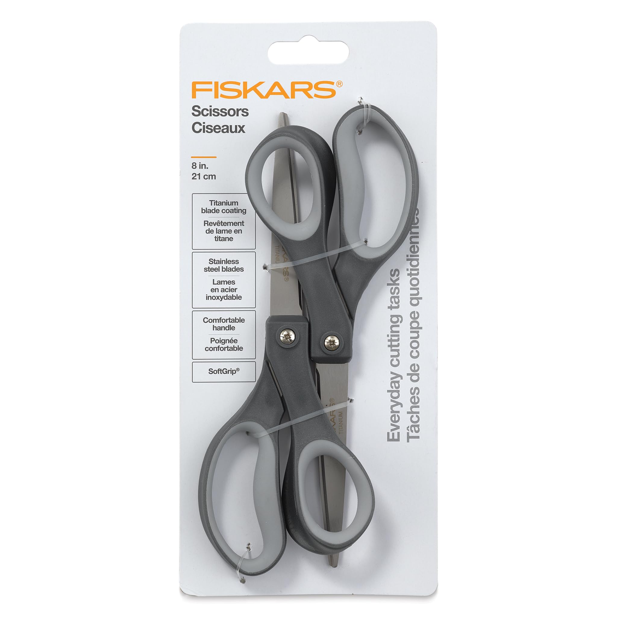 Fiskars Everyday Softgrip Titanium Scissors (8") - 2pk