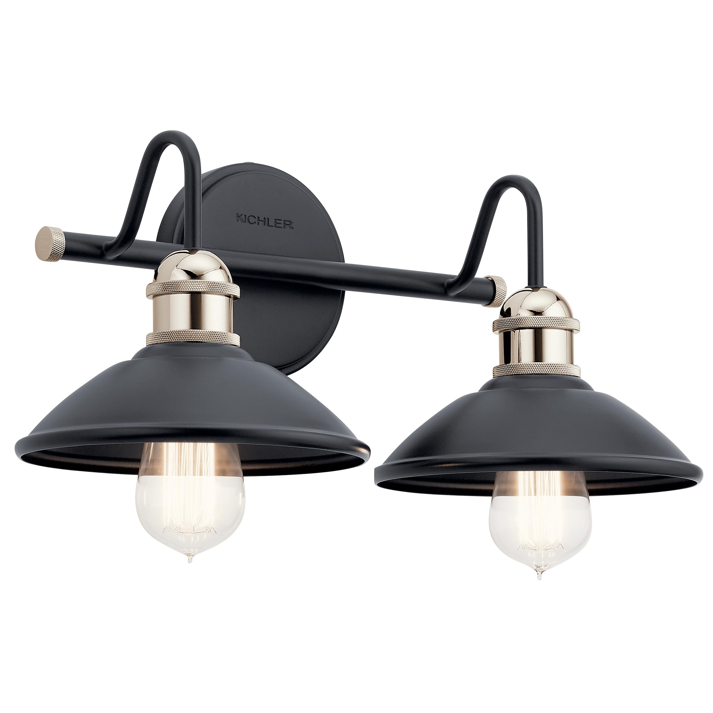 Kichler Clyde 2-Light Industrial Vanity Light, Black